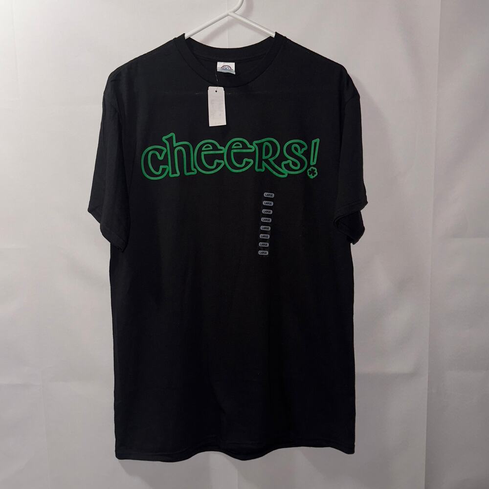 Cheers st. Patrick’s day black & green short sleeve shirt women’s size large NWT